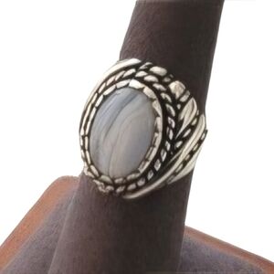 Carolyn Pollack Blue Lace Agate Sterling Silver ring sz 6 EUC